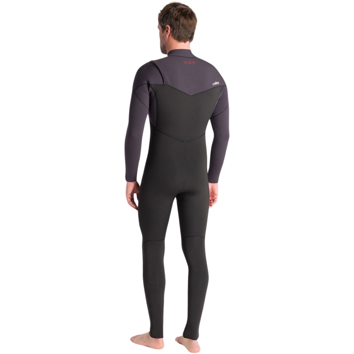 2025 C-Skins Hombres NuWave Session 5/4/3mm Chest Zip Neopreno C-NSE54MCZ - Black / Meteor X / Rust